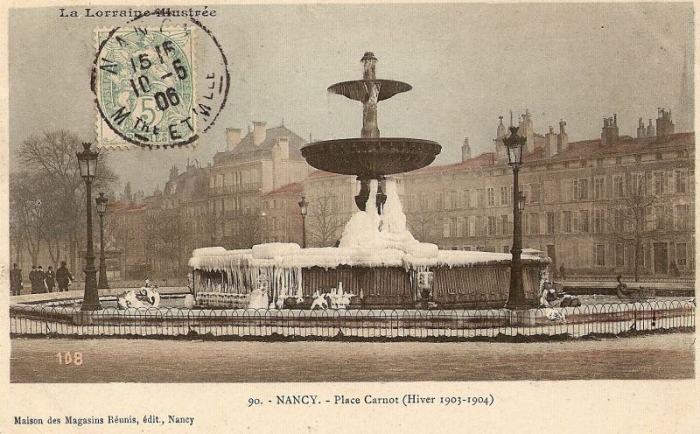 Place Carnot : fontaine (hiver 1904-5)