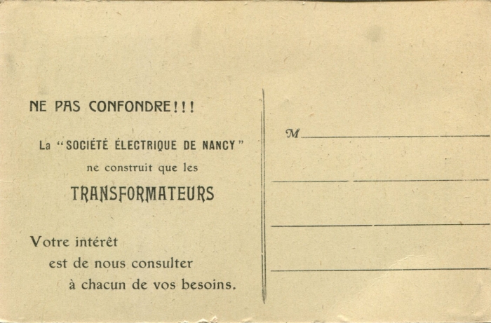 Société Electrique de Nancy (verso)