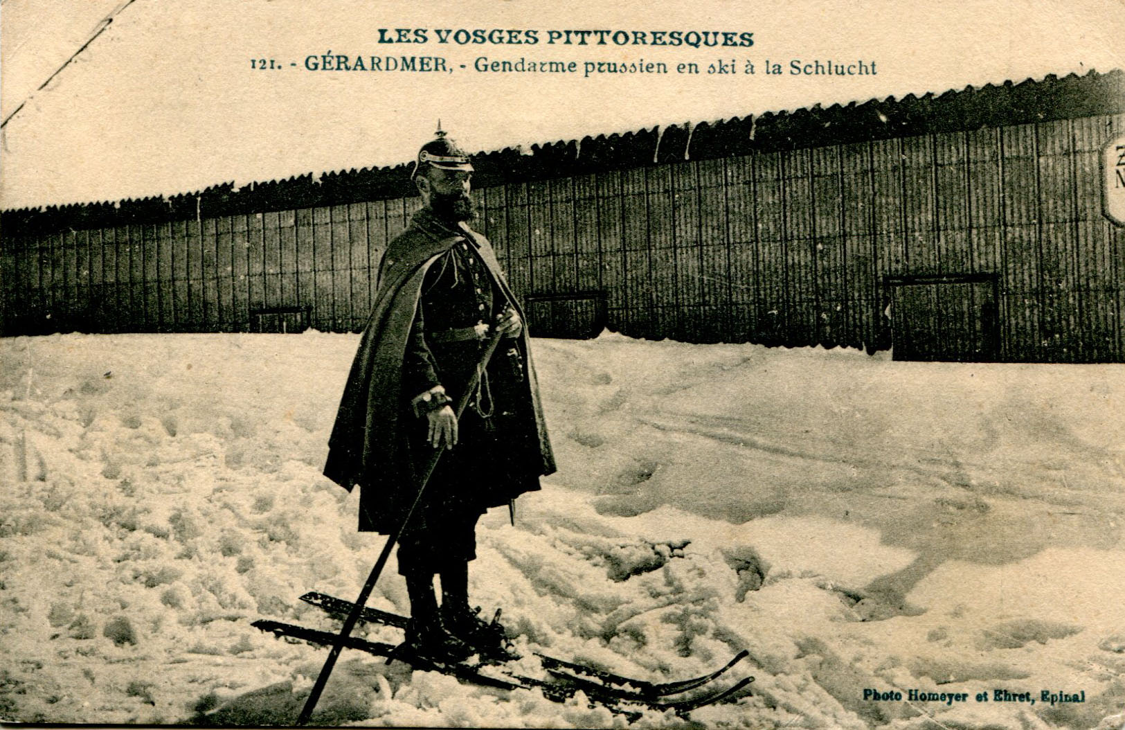 Gendarme prussien en ski à la frontiere